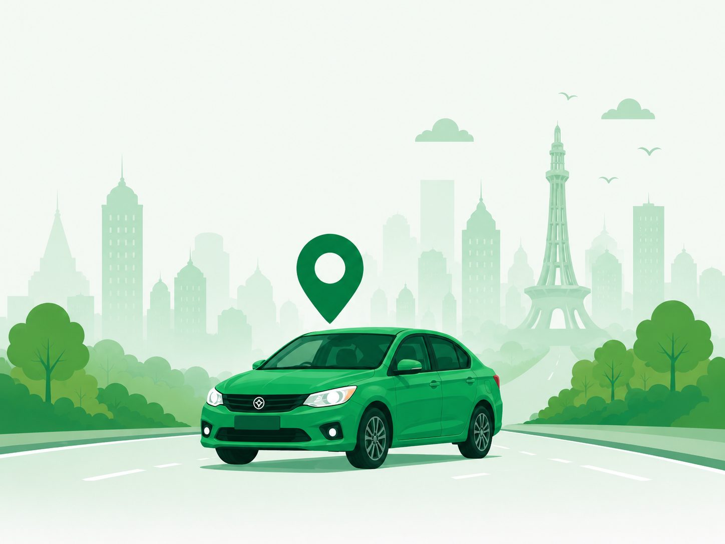 SafarSath.pk carpool and ride sharing illustration